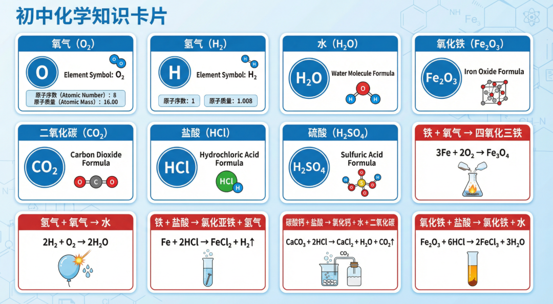 初中化学公式知识小卡片