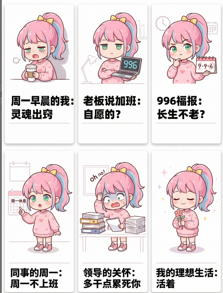 卡通动漫小女孩形象的嘲讽班味语录图文笔记