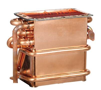 这是常见的燃气热水器用无氧铜水箱林内旗下很多产品使用了无氧铜水箱