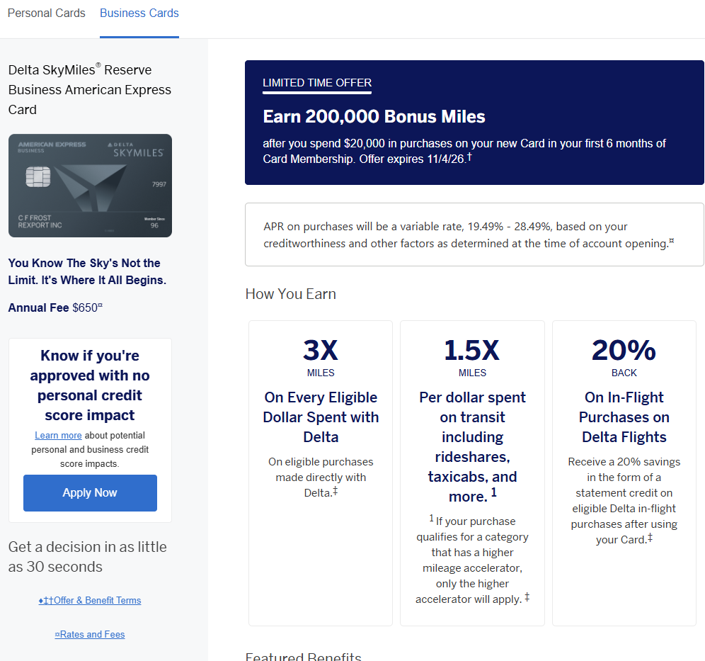 Amex Delta联名卡开卡奖励200K里程 换中美直航商务舱攻略2026