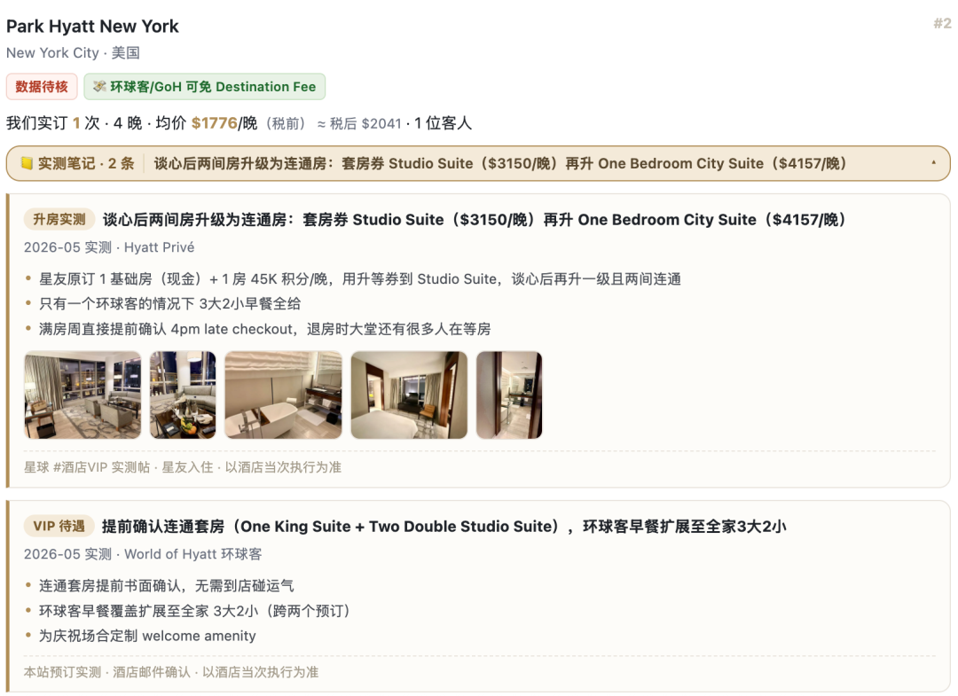 纽约柏悦C8免房券入住体验 环球客升Studio Suite与早餐待遇