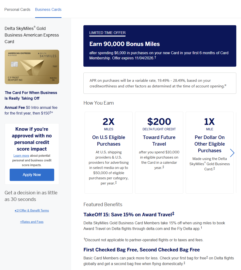 Amex Delta联名卡开卡奖励200K里程 换中美直航商务舱攻略2026