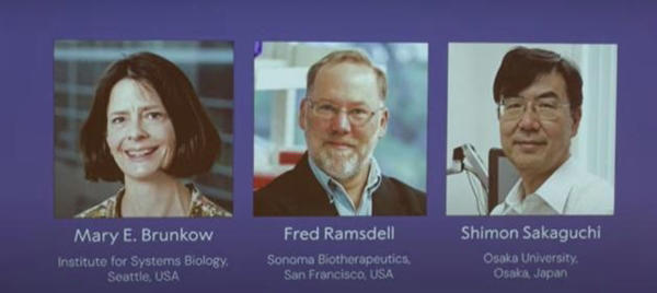 2025年诺贝尔生理学或医学奖获奖的三位科学家