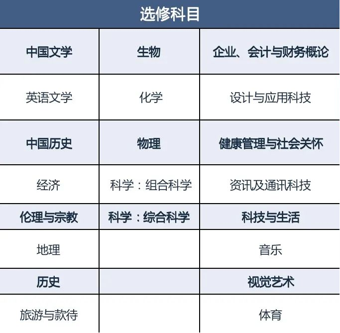 香港DSE选修科目