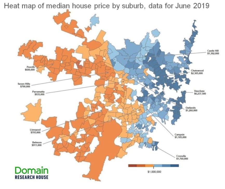 清晰可见：悉尼原来有一条百万房价分界线