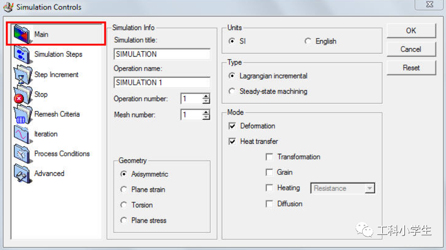 DEFORM 模拟控制的图1