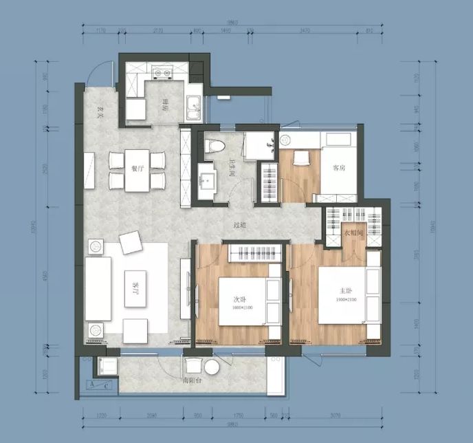 106平的新中式风三居室，用原木色与暖灰色构造的家