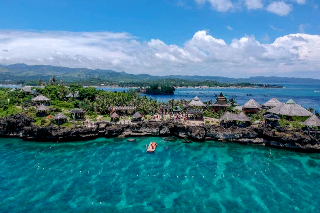 A gorgeous aerial view of Crystal Cove Island Resort, an exciting extra stop for those extending their island hopping tour in Boracay.