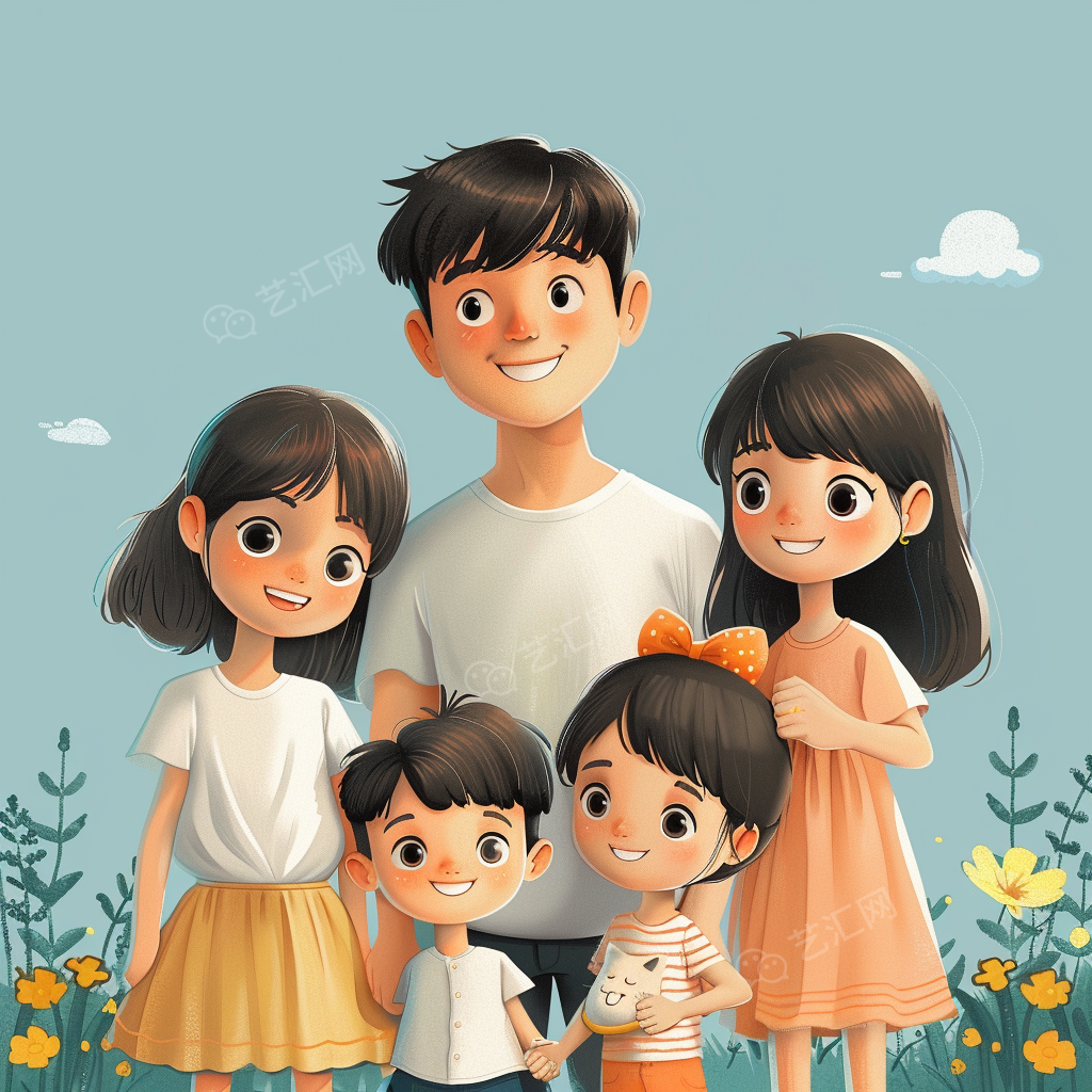 五口之家的幸福乐章三胞胎的快乐成长记