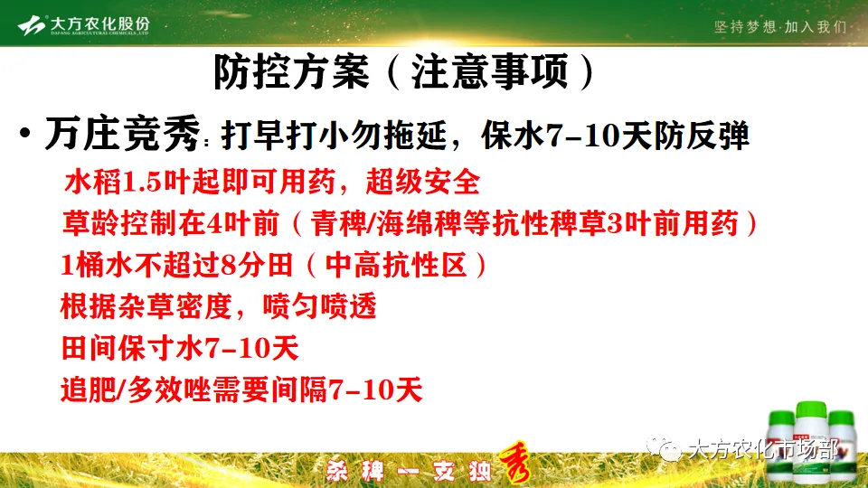 稻田除稗,用好才算“秀” --“万庄竞秀”应用案例剖析 稻田除稗,用好才算“秀” --“万庄竞秀”应用案例剖析