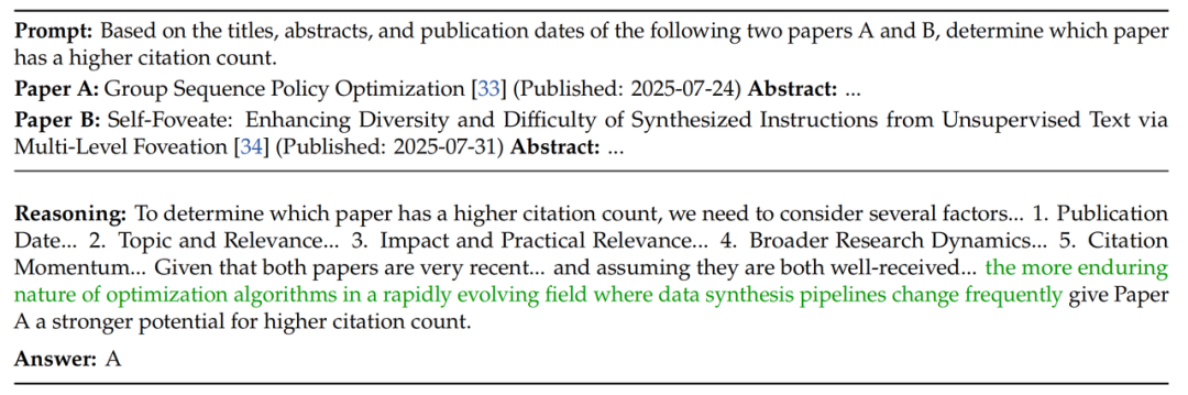 图2：Scientific Judgement 任务示例，对应研究训练的 Scientific Judge 模型