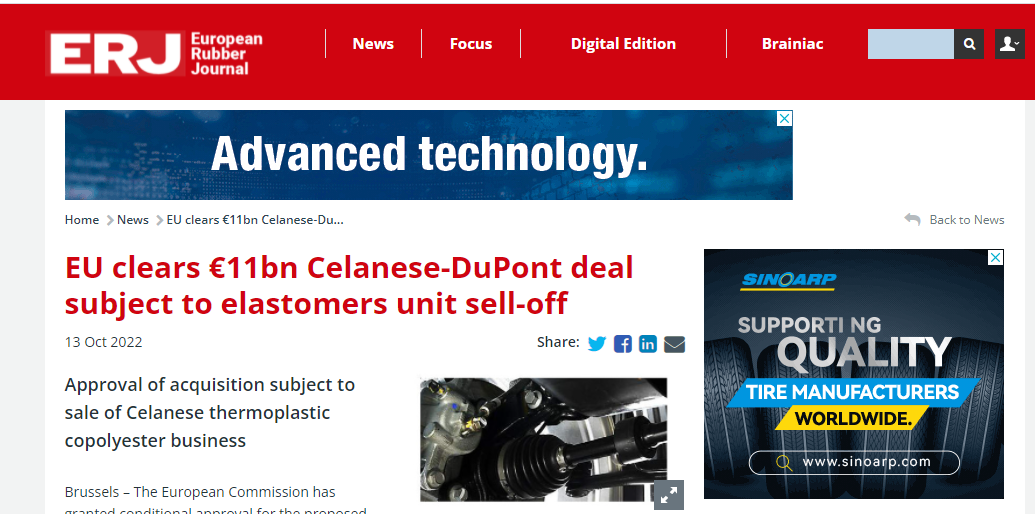 突發！塞拉尼斯收購杜邦材料業務已獲批  第1張