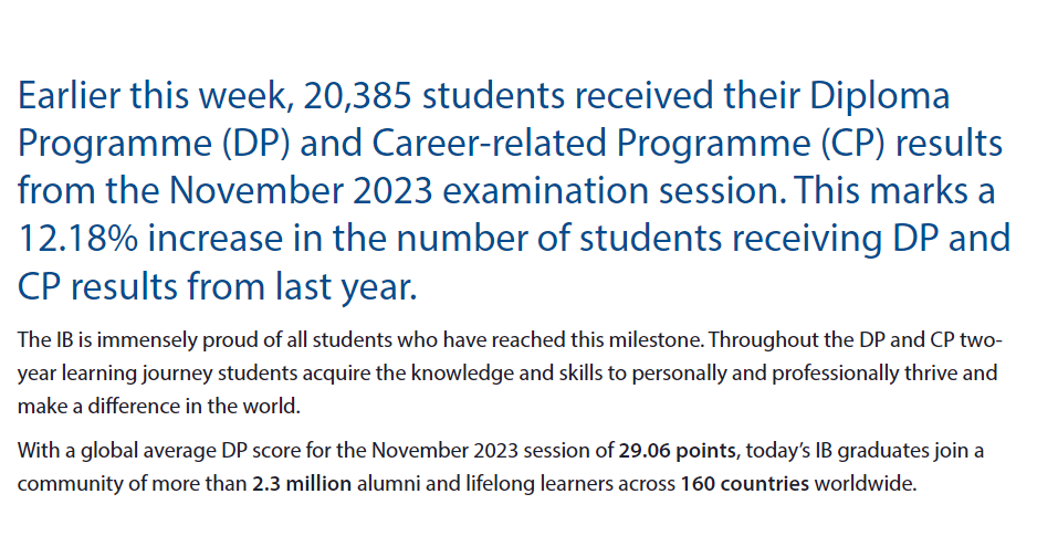 2023年11月的IB考试放榜