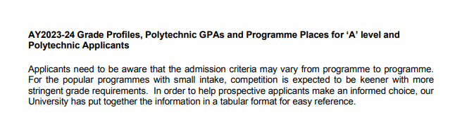 新加坡南洋理工大学及新加坡管理大学公布本科各专业入学成绩