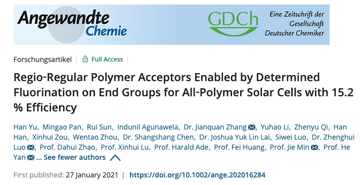 香港科技大学颜河教授课题组：氟化端基助力高效全聚合物有机太阳能电池“四部曲”的图4