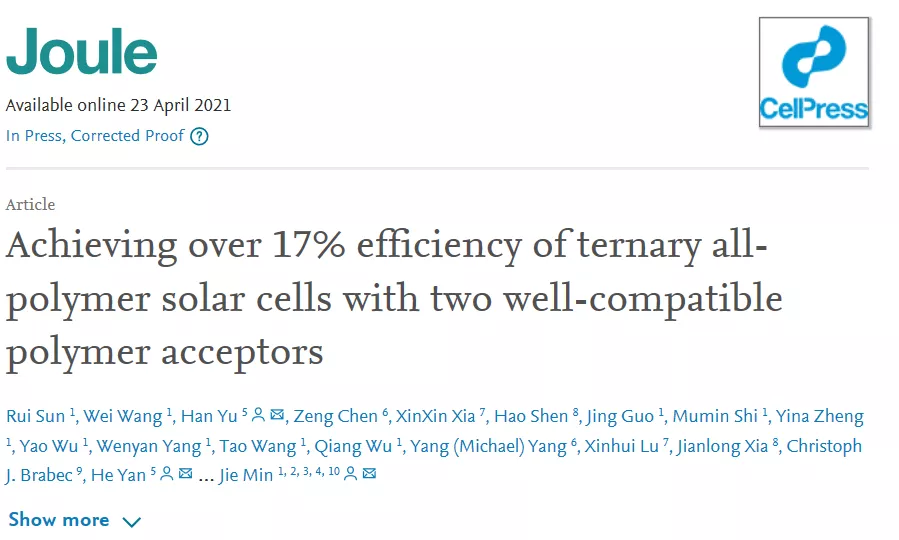 香港科技大学颜河教授课题组：氟化端基助力高效全聚合物有机太阳能电池“四部曲”的图10