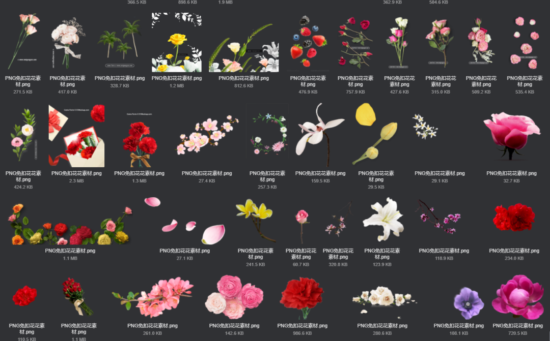 电商美工设计资源【第011期】 400多张 PNG免扣花花素材