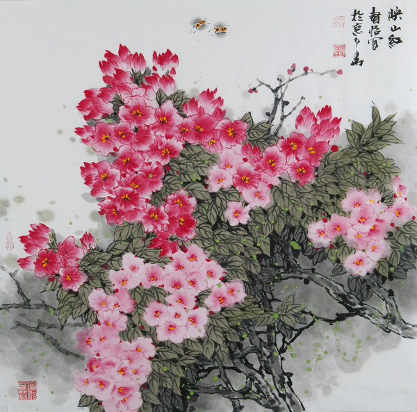 杜鹃花国画精品图片