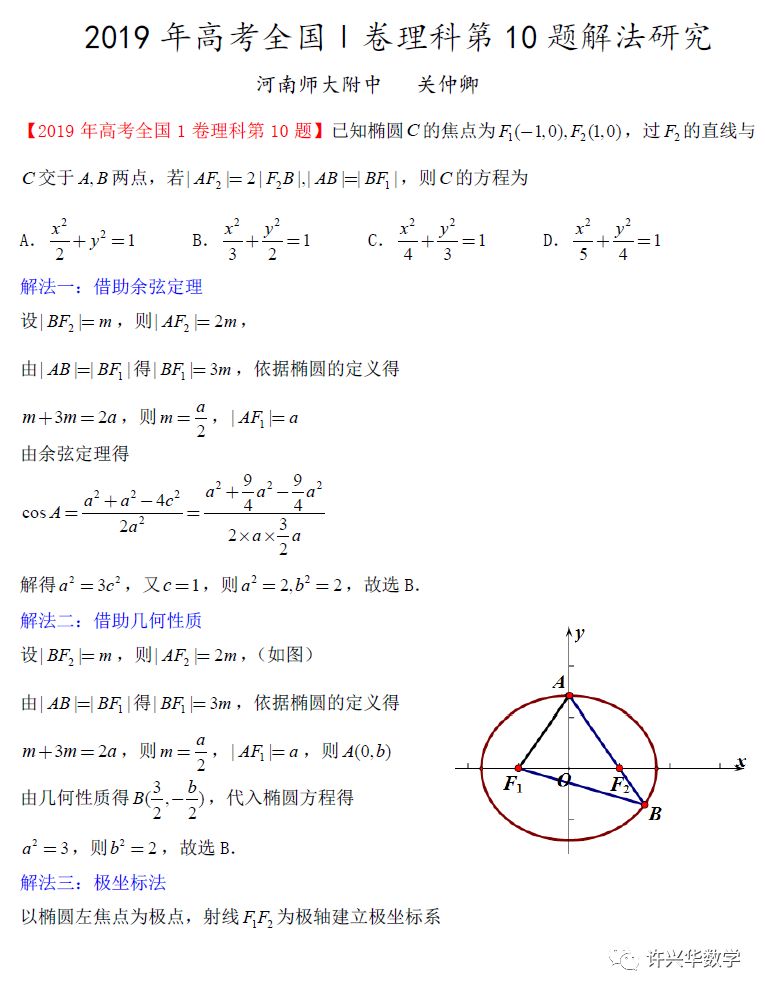 19年高考全国 卷理科第10题解法研究 许兴华数学 微信公众号文章阅读 Wemp