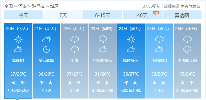 汝南15天天气