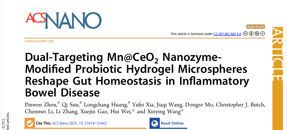 靶向Mn@CeO?納米酶修飾的益生菌水凝膠微球重塑炎癥性腸病中的腸道穩態