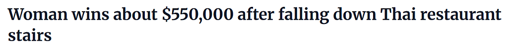 澳女在亚洲餐厅摔了一跤，获赔$55万！只因...（组图） - 1