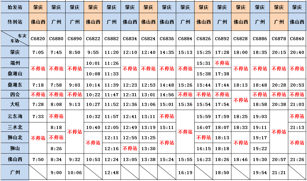 明天起大旺往返广佛肇城轨时刻表大幅度调整