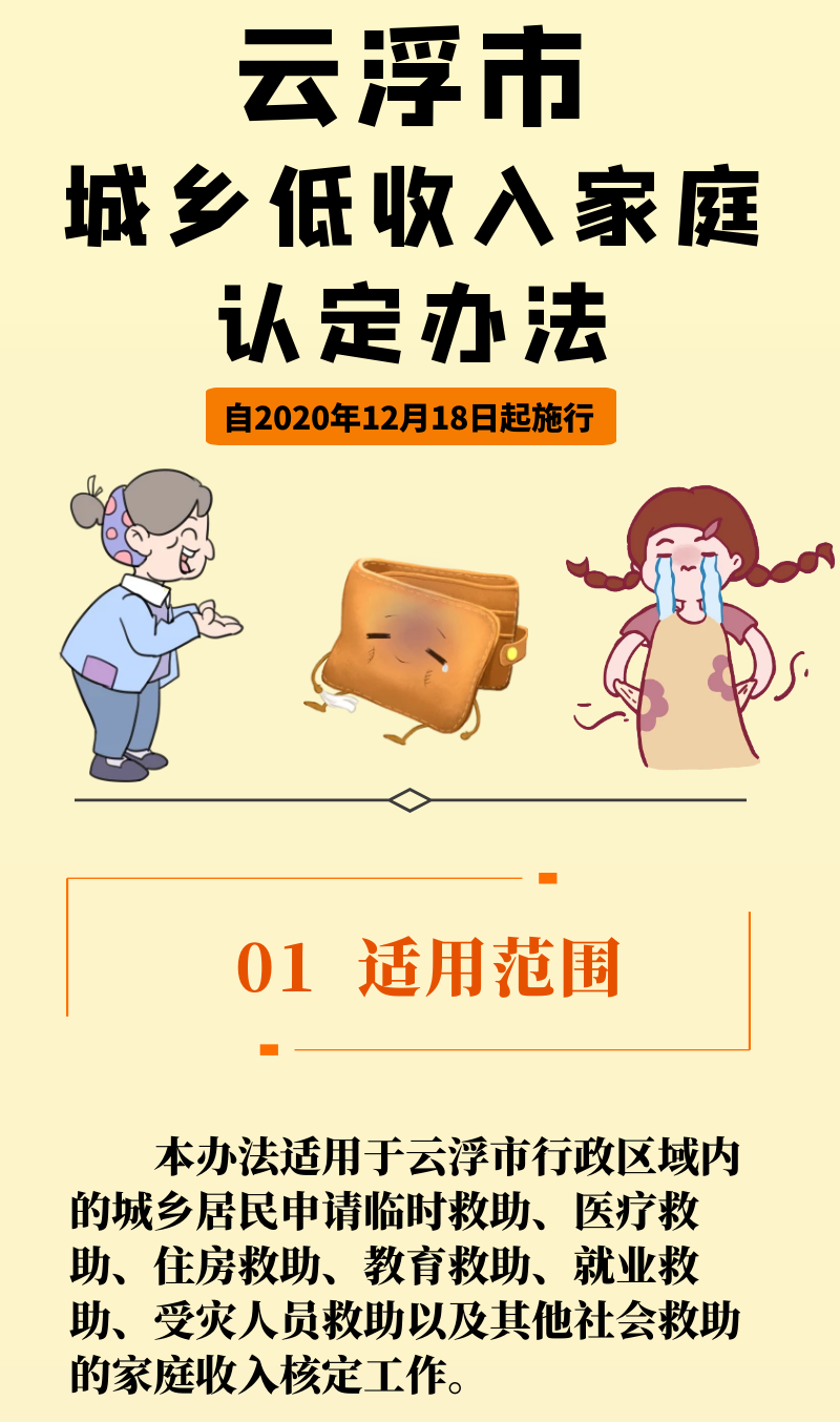 【一图读懂】云浮市城乡低收入家庭认定办法