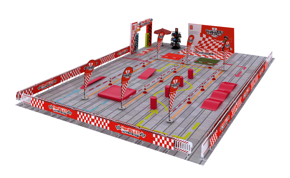 设置了不同难度的三个赛道,让孩子们都能在活动中感受到平衡车的快乐