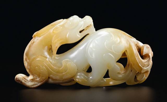 【 天然白翡翠 辟邪俑根付 】　倣古葬玉　明～清朝期　中華古玩 天然白翡翠 辟邪俑根付 】 倣古葬玉 明～清朝期 中華古玩