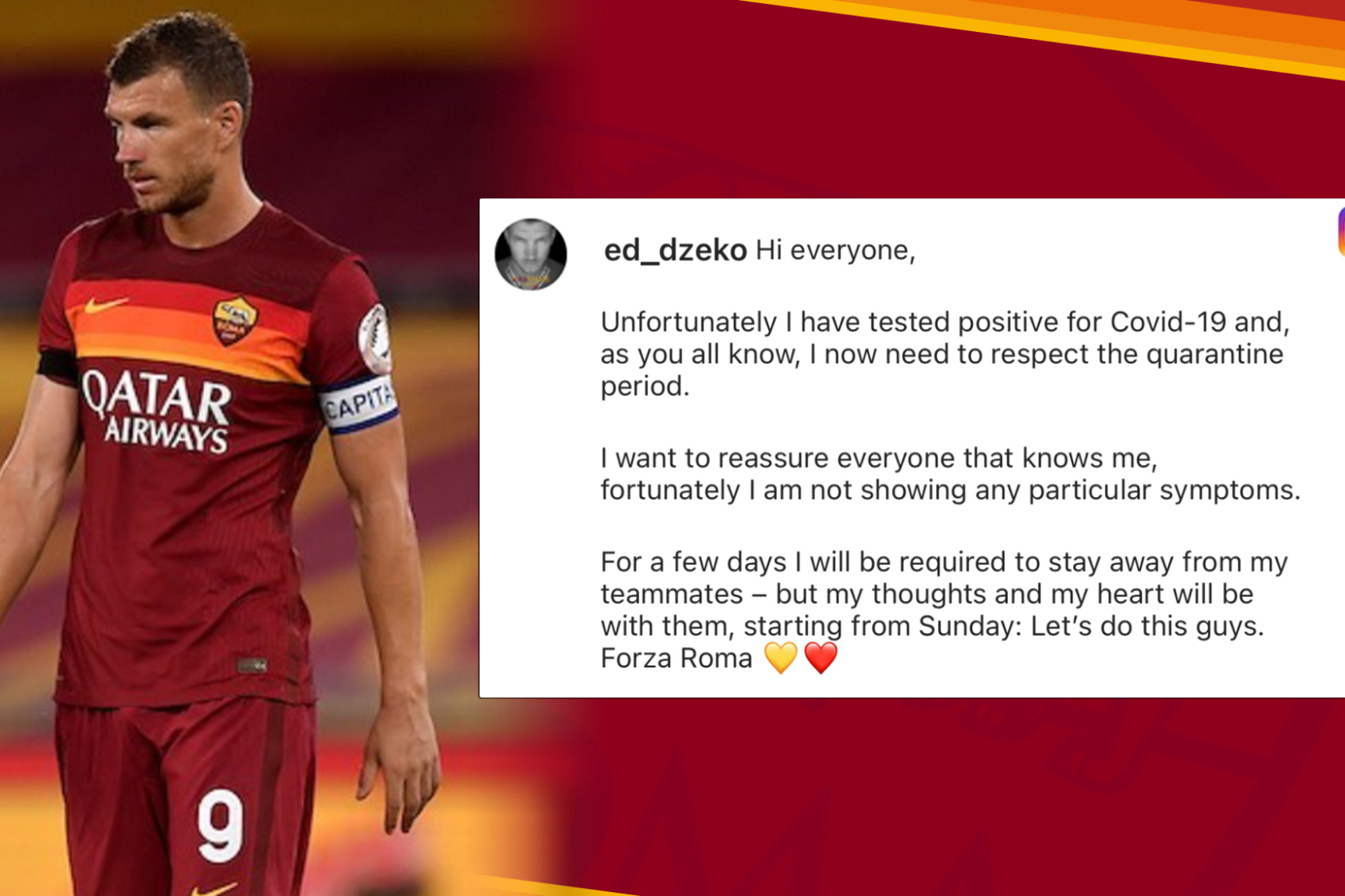 官方：罗马前锋哲科新冠检测呈阳性