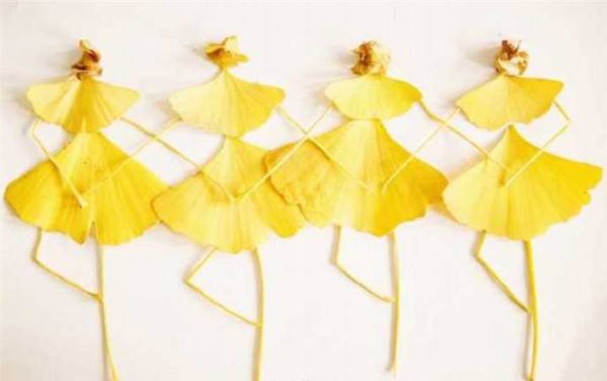 银杏叶做的创意花裙子图片