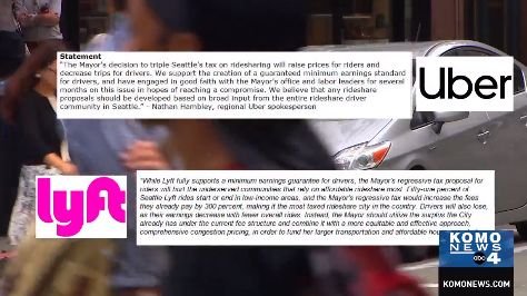 又搞事！西雅图市长计划Uber/Lyft征税翻二倍！收益一半拿去贴有轨电车 