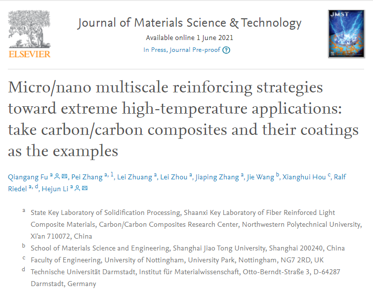 西工大《JMST》综述：极端高温环境用微/纳米多尺度强韧化材料的图1
