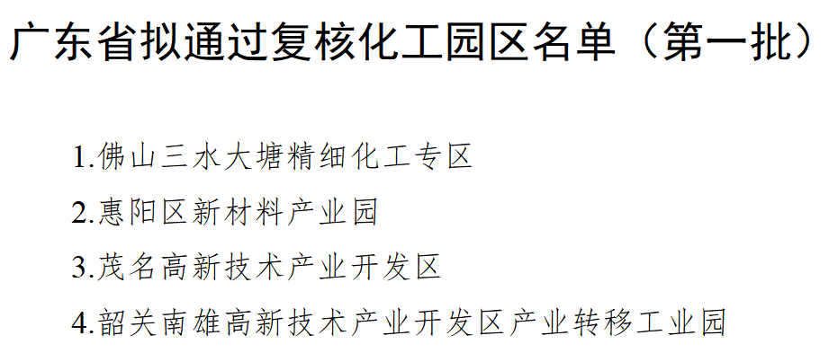 廣東省擬通過復核化工園區名單（第一批）公示！(圖2)