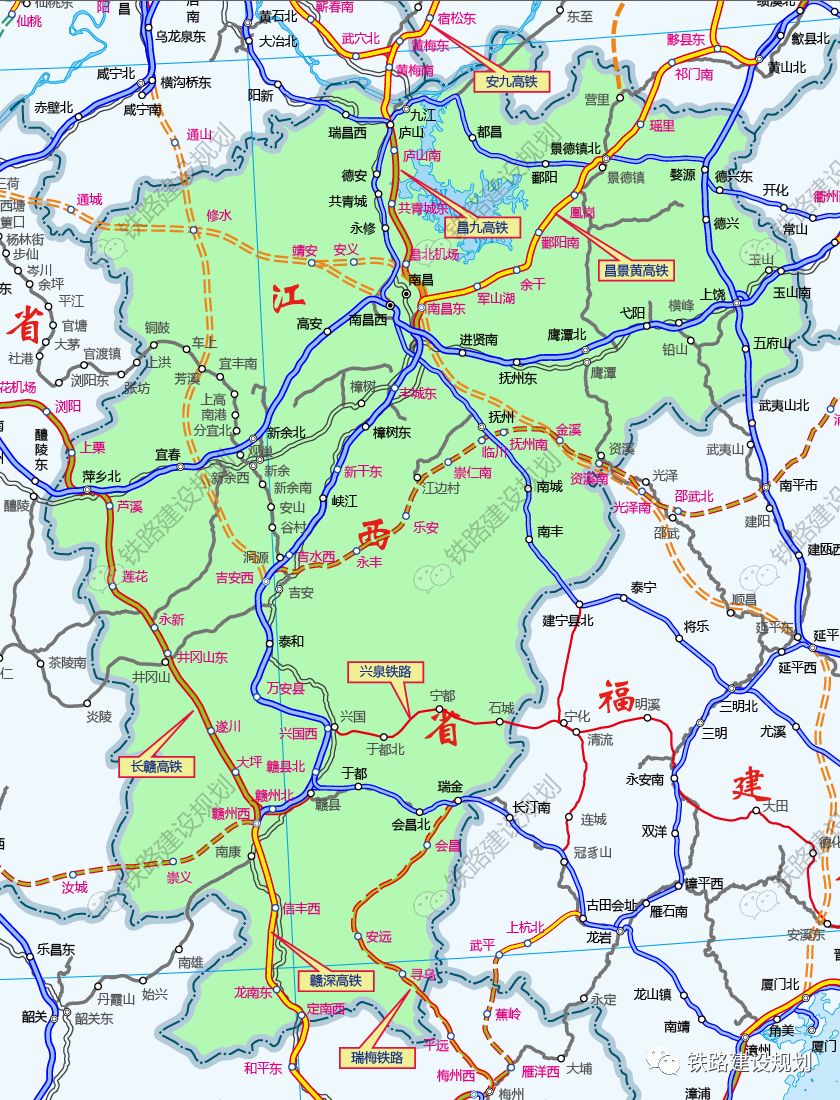 江西省2021年铁路重点项目示意图▼"预备项目"1项:长赣铁路,将力争在