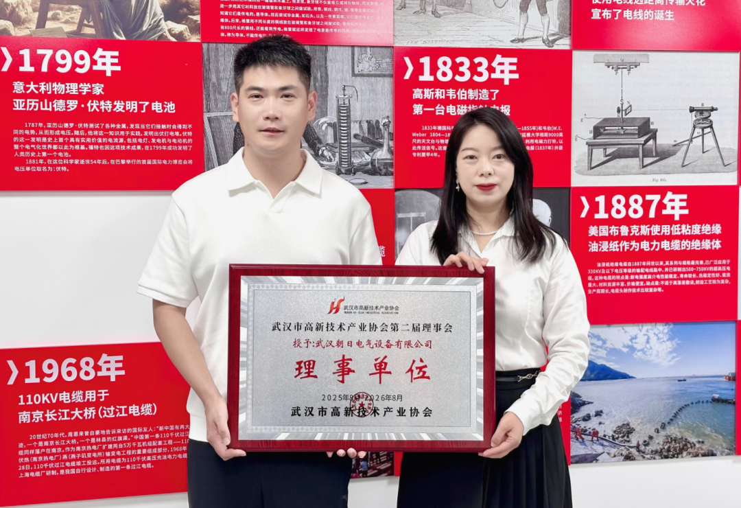 协会为理事单位-武汉朝日电气设备有限公司授牌