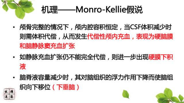 影像表现并发症参考文献:spontaneous intracranial hypotension