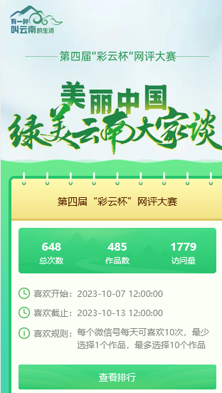 第四届“彩云杯”网评大赛进入互动点赞环节！快为你喜欢的作品打call