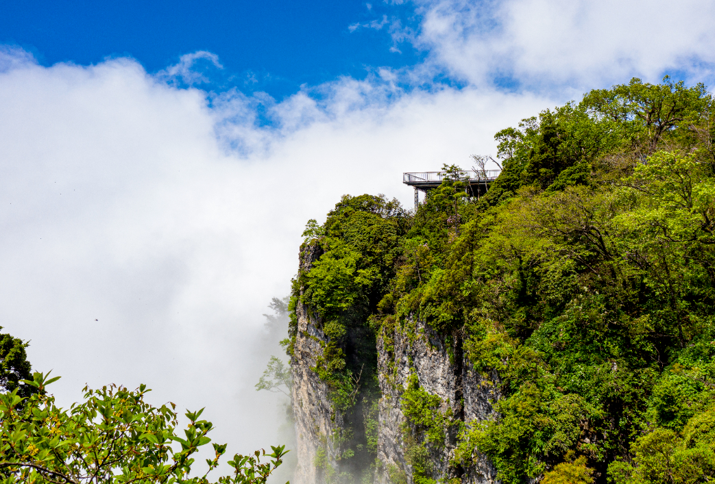 龙头山清明踏青观云海赏奇石漫步绝壁栈道打卡超长电梯