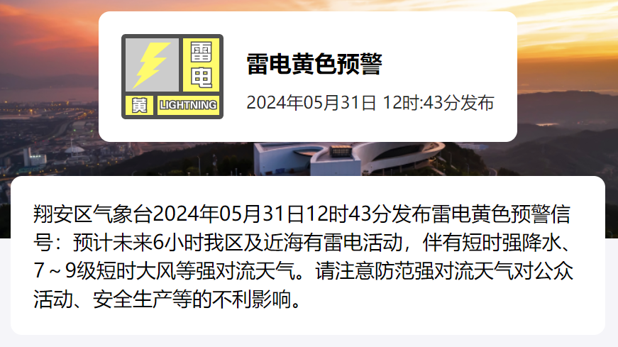 发布全市"暴雨预警Ⅳ级"