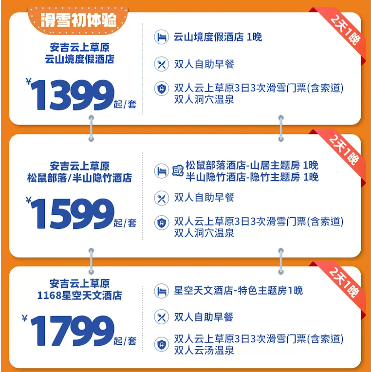 滑雪季10大雪场酒店套餐 398元起 周末不加价 囤至明年3月