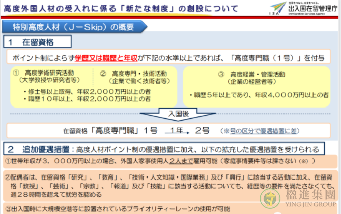 日本特殊高度人材签证制度：申请人不需要打分