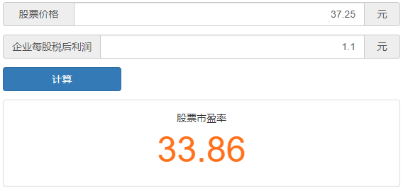 股票计算器在线计算 一个工具箱 之 股票市盈率（P/E）计算器