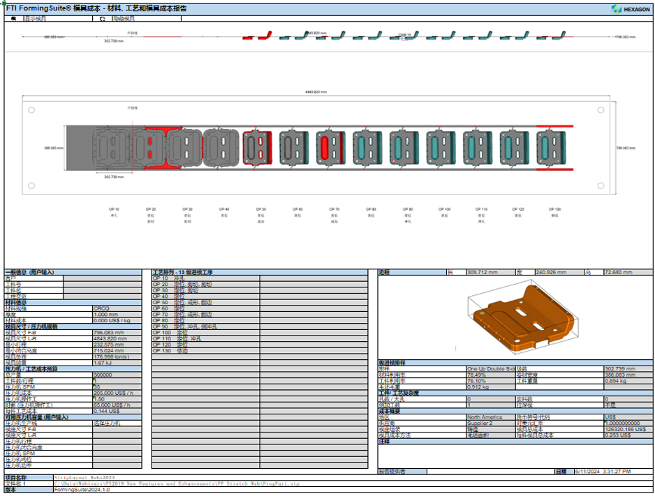 设计仿真 | FTI 助力车身钣金件冲压工艺设计及模具成本预估的图5