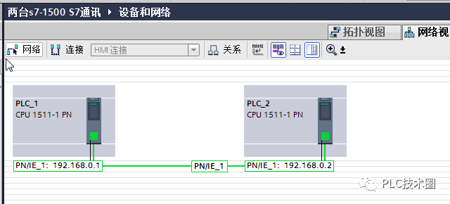 西門子博途組態兩臺s7-1500PLC的S7通訊的圖1