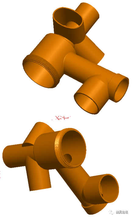 多通管接头液压抽芯注射模具设计+3d的图1