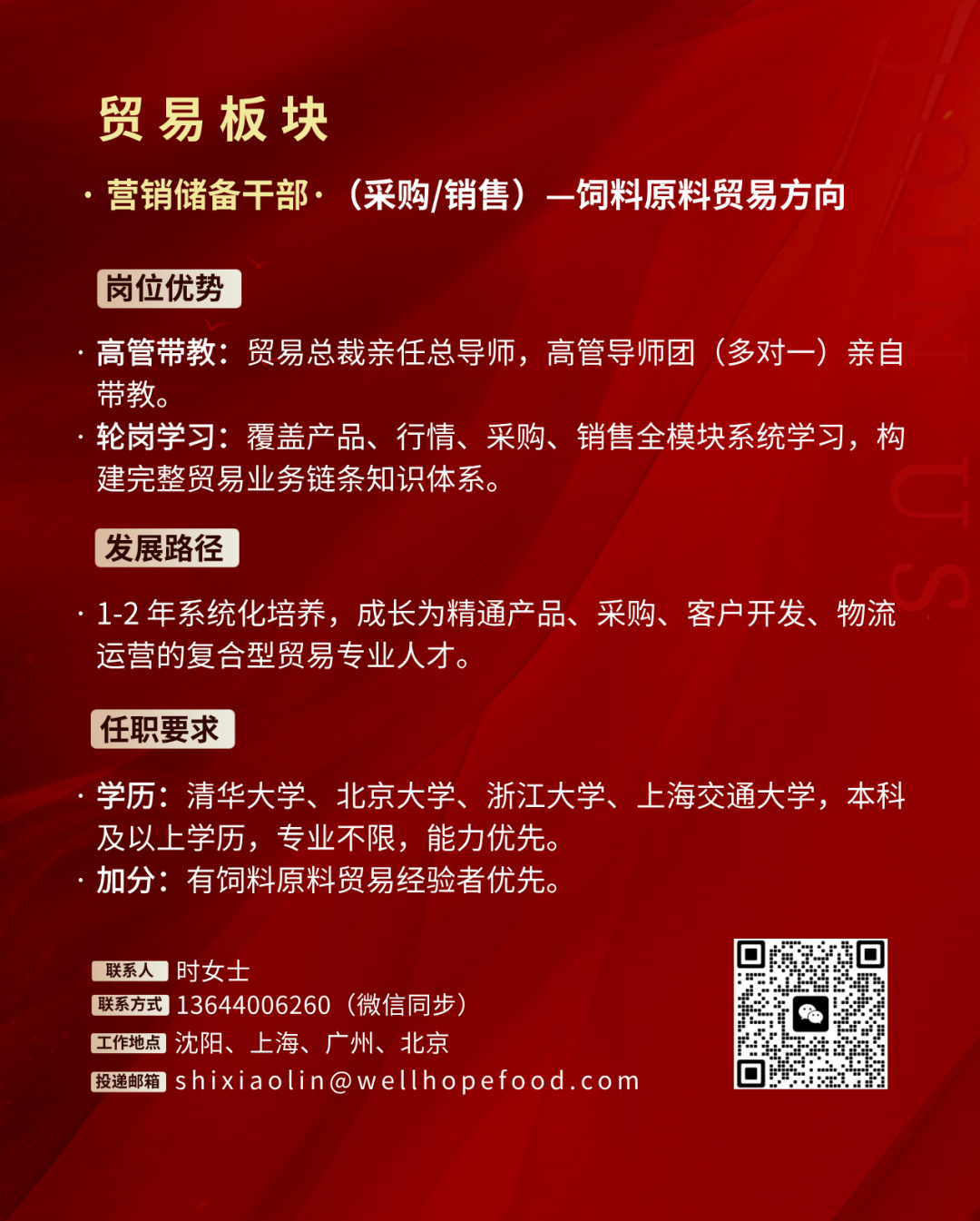 万里挑一职等你来|禾丰股份贸易板块招聘