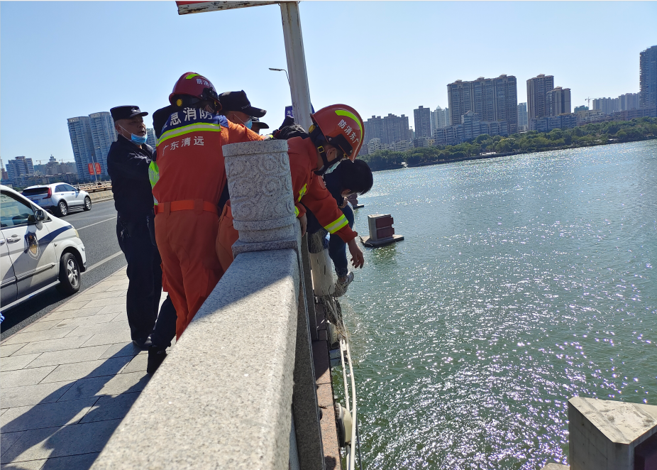 清遠男子欲跳橋輕生民警飛撲救人