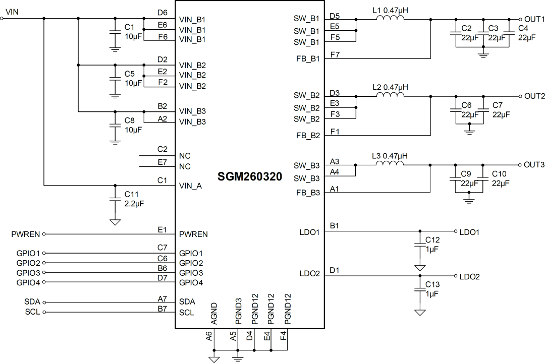 产品 | 圣邦微电子推出 SSD 系统供电的高效率低功耗 PMIC SGM260320：集成三路 Buck、两路 LDO 及负载开关